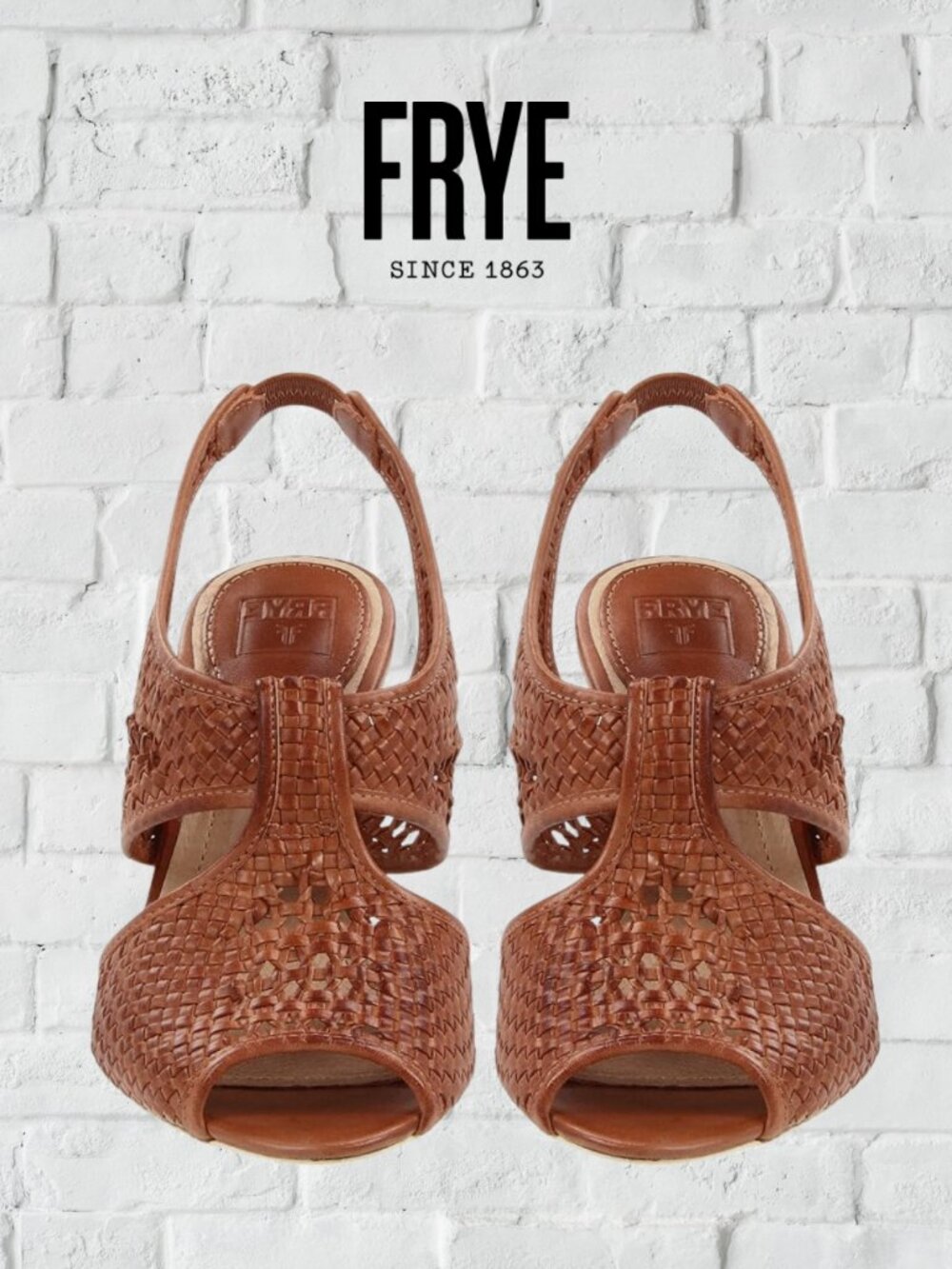 FRYE Vintage Ramsey Leather Slingback Sandal Wooden Heel - Size 9.5 - Like New